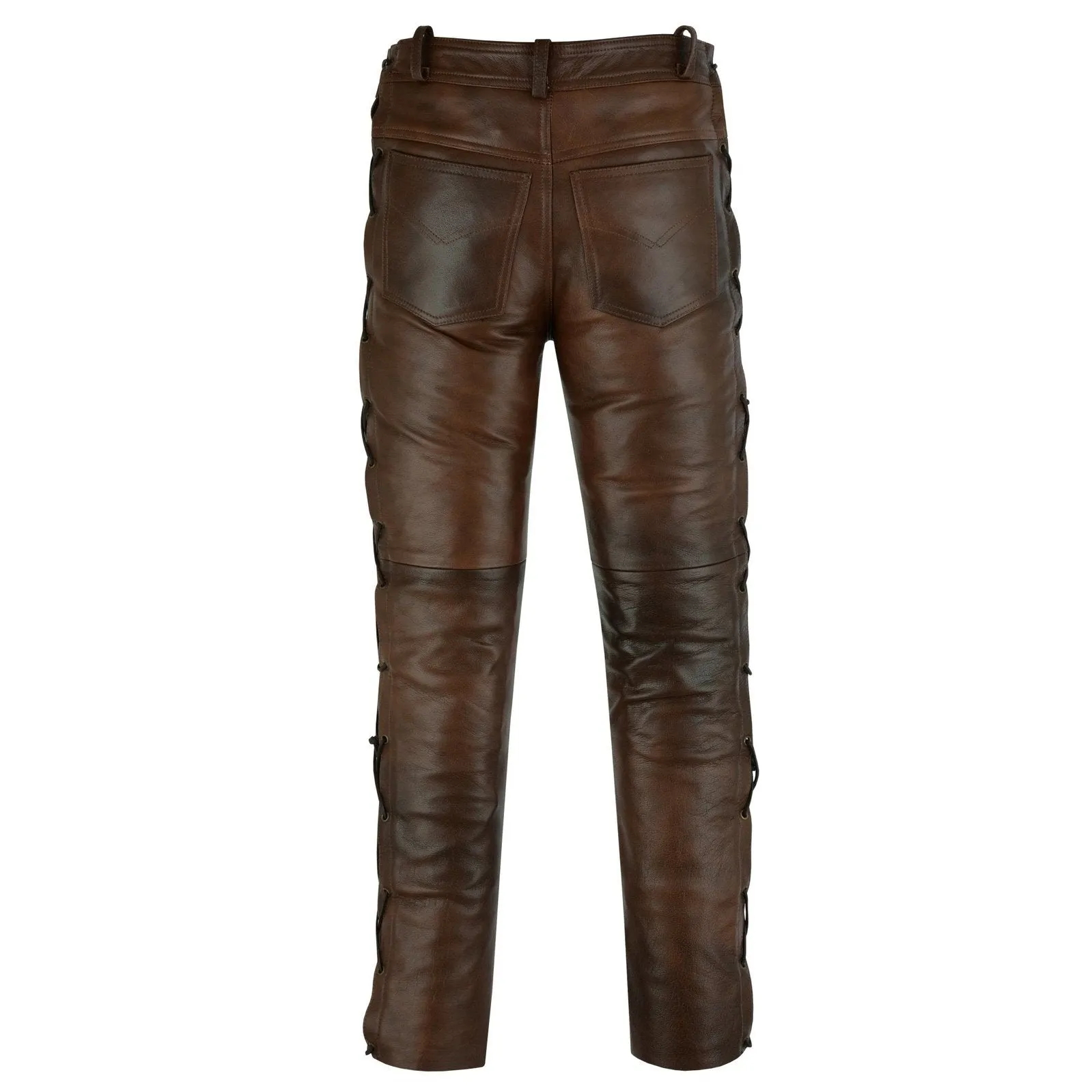502 Jean Style Leather Pants Trousers with Side Laces