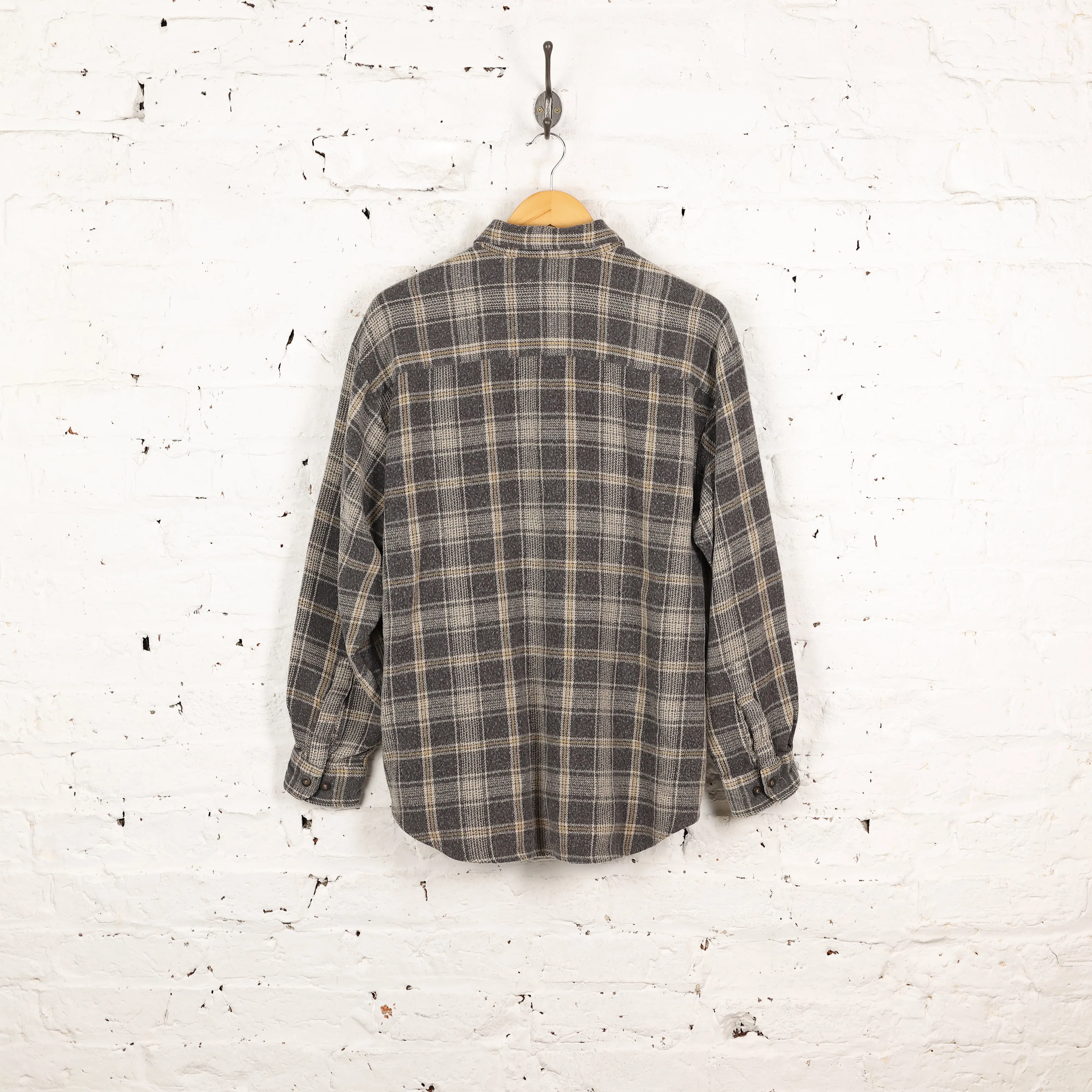 90s Plaid Check Shirt - Grey - M