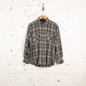 90s Plaid Check Shirt - Grey - M