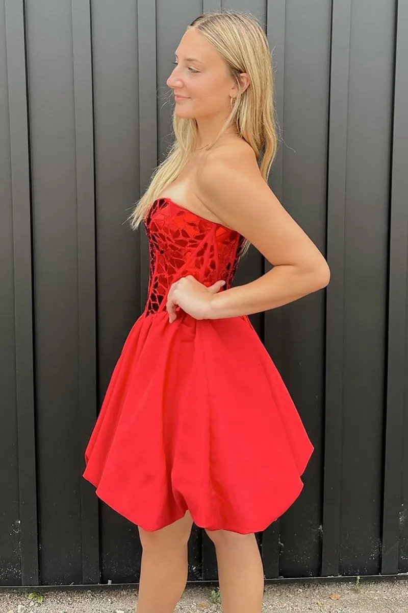 A-line Off the Shoulder Short Homecoming Dresses