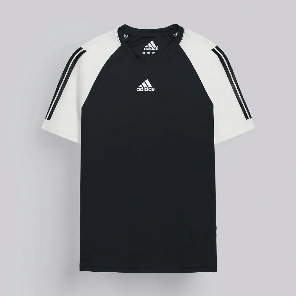 ADDAS Imported Mesh Shoulder Dri Fit T-Shirt (White & Black)