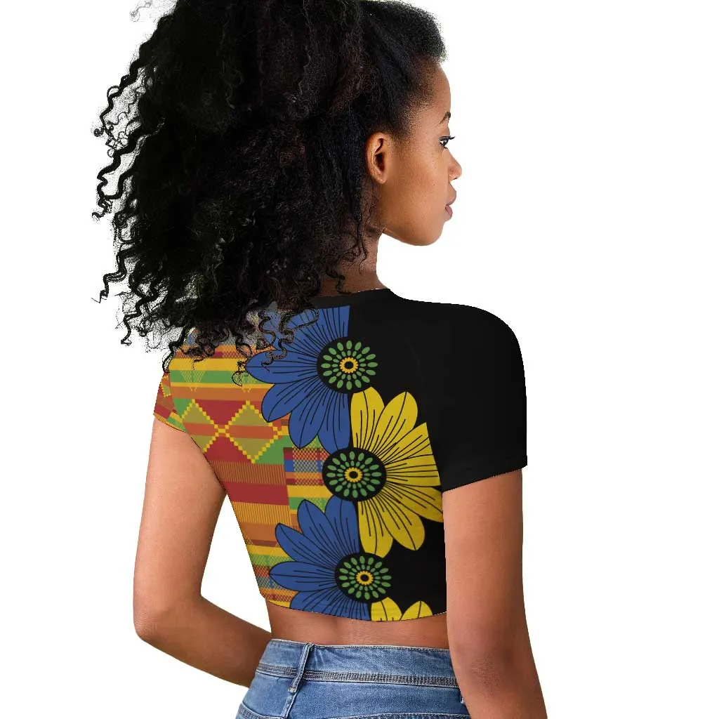 African Ethnic Kitenge Ankara Style Raglan Cropped T shirt LT9