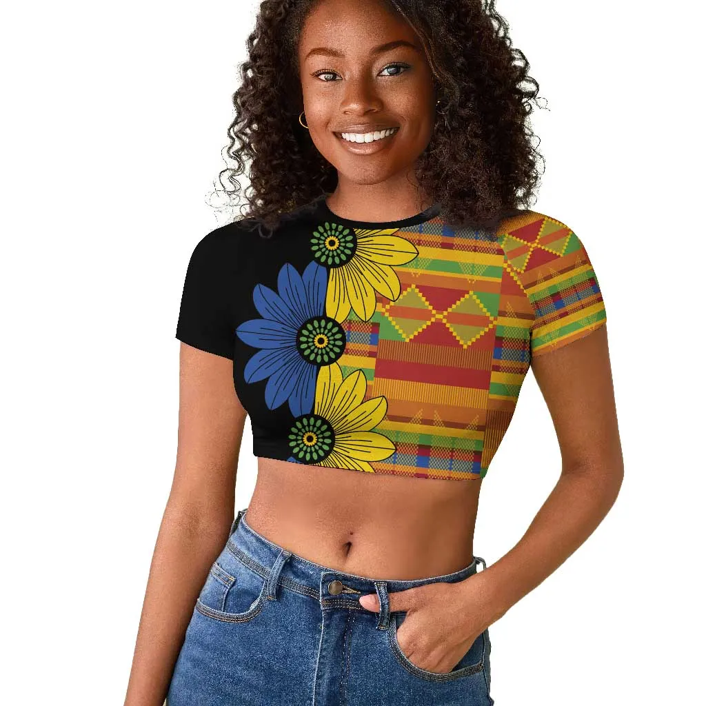 African Ethnic Kitenge Ankara Style Raglan Cropped T shirt LT9