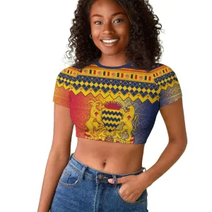 Afro Chad Christmas Raglan Cropped T shirt Coat Of Arms With African Pattern LT15