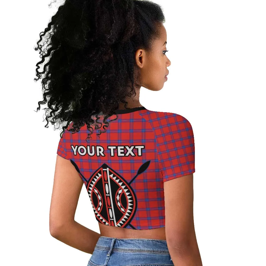 Afro Kenya Maasai Shuka Personalized Raglan Cropped T shirt Maasai Shield Mix Dashiki LT15