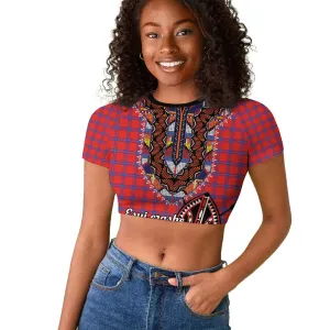 Afro Kenya Maasai Shuka Personalized Raglan Cropped T shirt Maasai Shield Mix Dashiki LT15