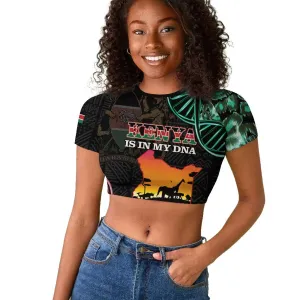 Afro Kenya Raglan Cropped T shirt Kenyan Is In My DNA - Jamhuri Day LT14