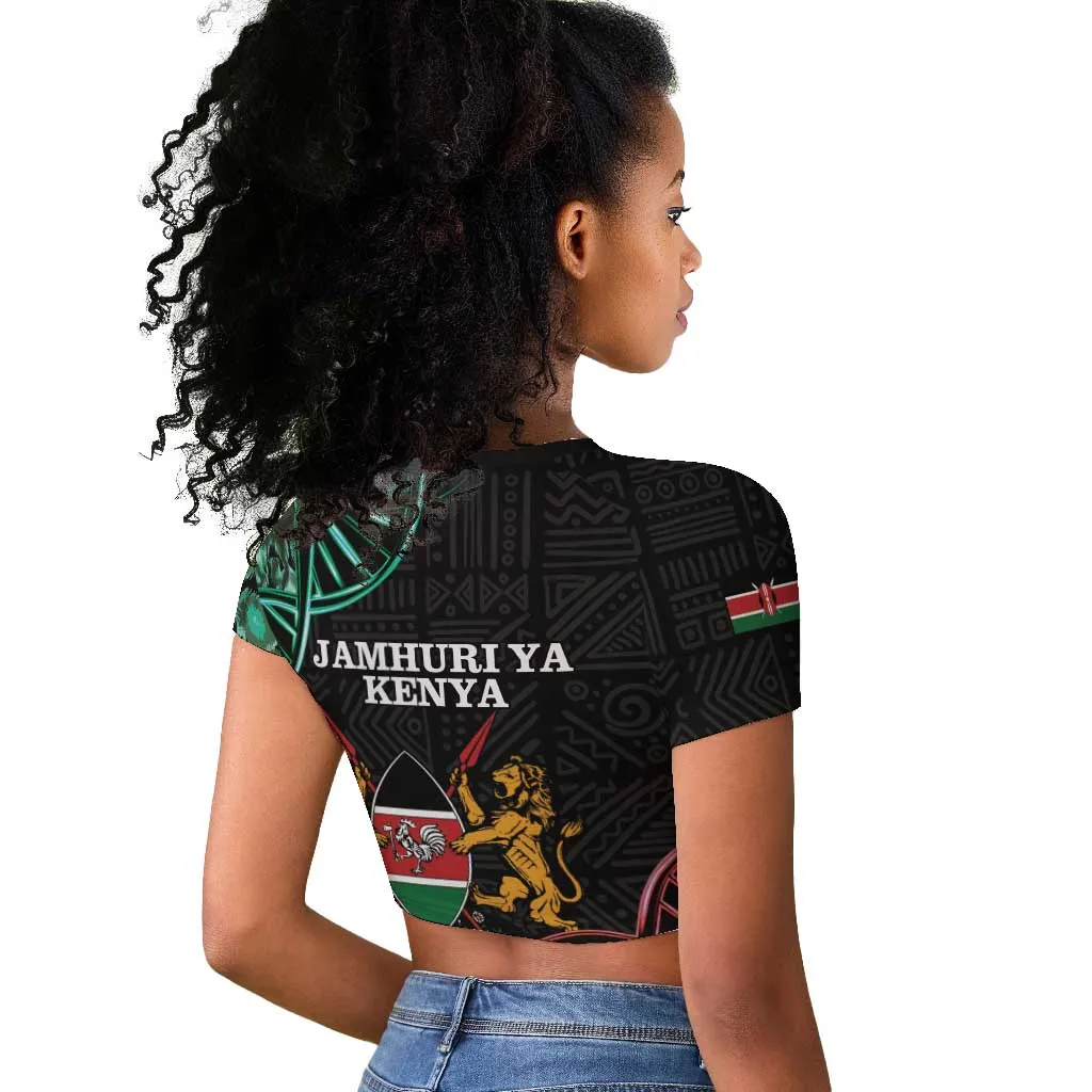 Afro Kenya Raglan Cropped T shirt Kenyan Is In My DNA - Jamhuri Day LT14