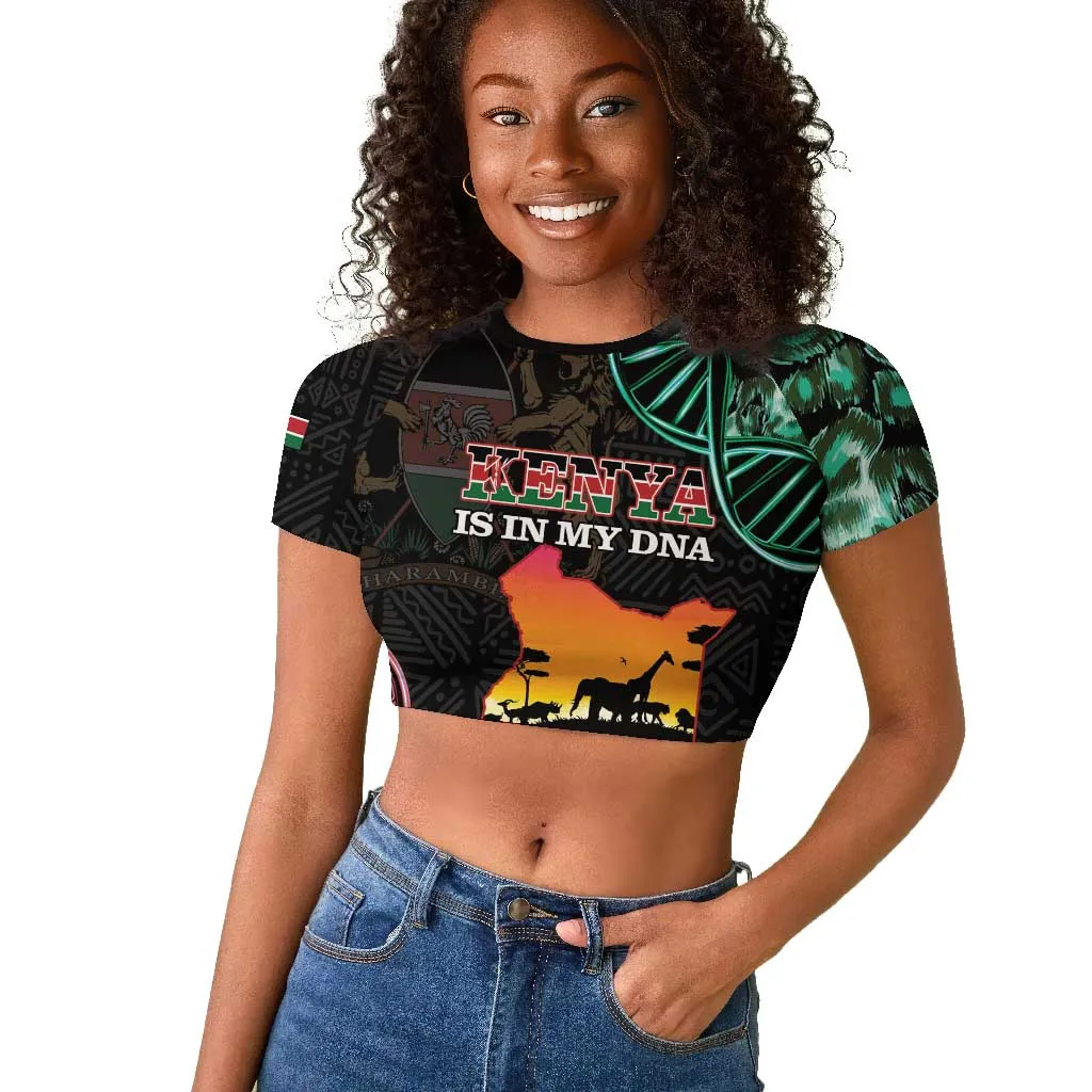 Afro Kenya Raglan Cropped T shirt Kenyan Is In My DNA - Jamhuri Day LT14