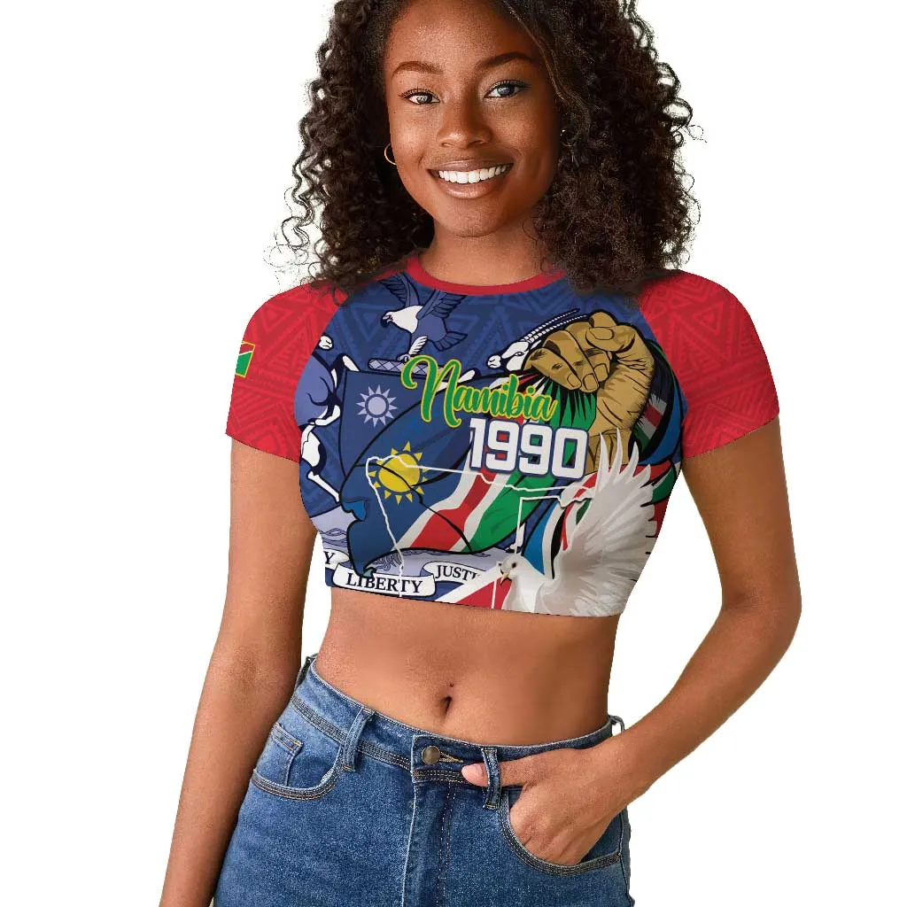 Afro Namibia Independence Day Raglan Cropped T shirt Namibian 1990 African Pattern LT14