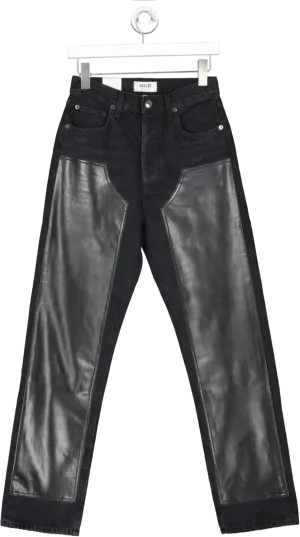AGOLDE Black Ryder Jeans With Leather Panels W25