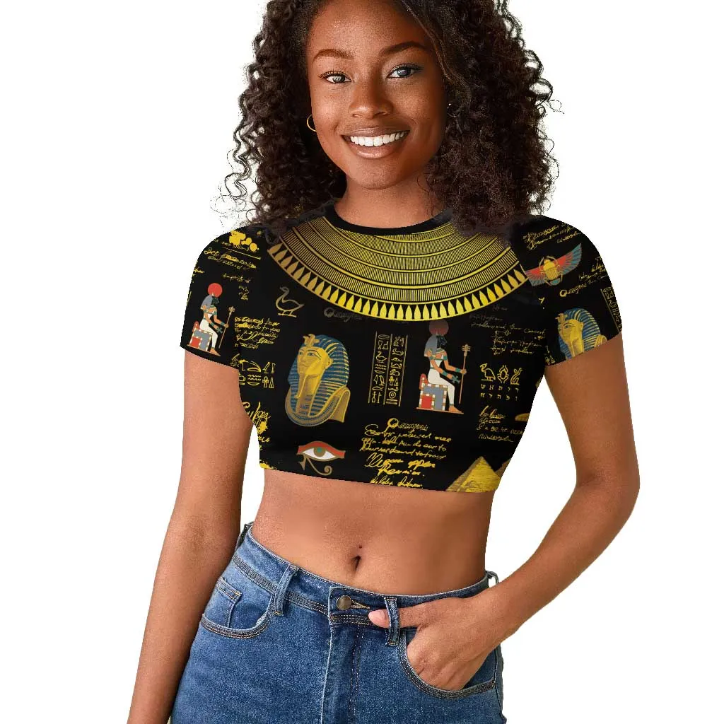 Ancient Egypt and Hieroglyphs Raglan Cropped T shirt LT9