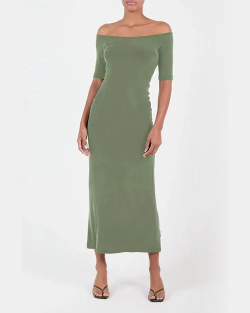 ANEMOS | Carolyn Off The Shoulder Midi Dress | Sage