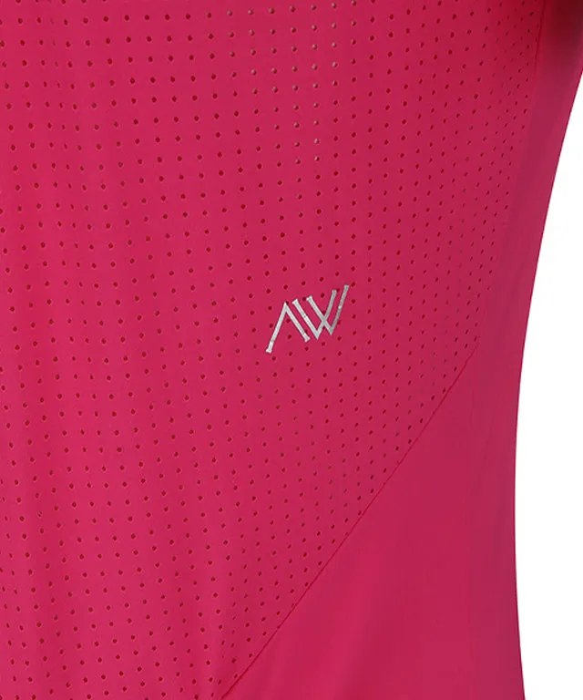 ANEW Golf: Women's High-Neck Mesh Back Short-Sleeved T-Shirt - Pink