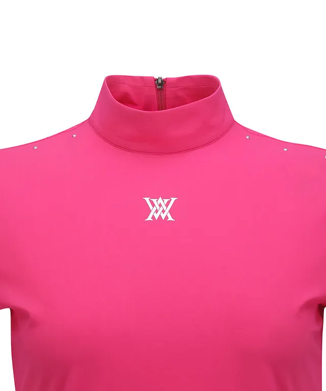 ANEW Golf: Women's High-Neck Mesh Back Short-Sleeved T-Shirt - Pink