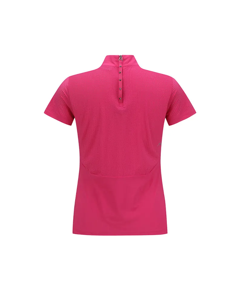 ANEW Golf: Women's High-Neck Mesh Back Short-Sleeved T-Shirt - Pink