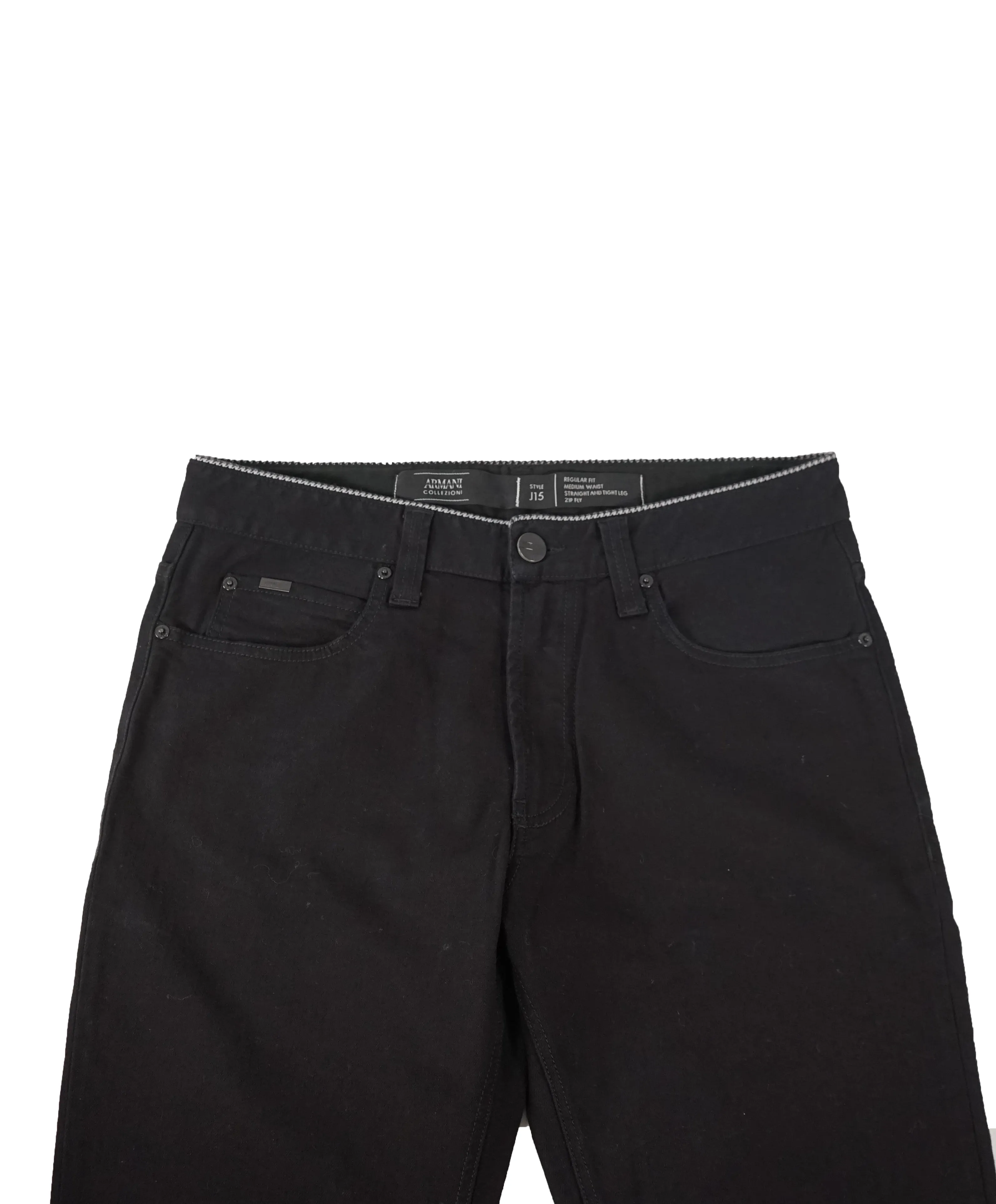 ARMANI COLLEZIONI - J15 LOGO Black Houndstooth Tipped Washed Jeans - 34W