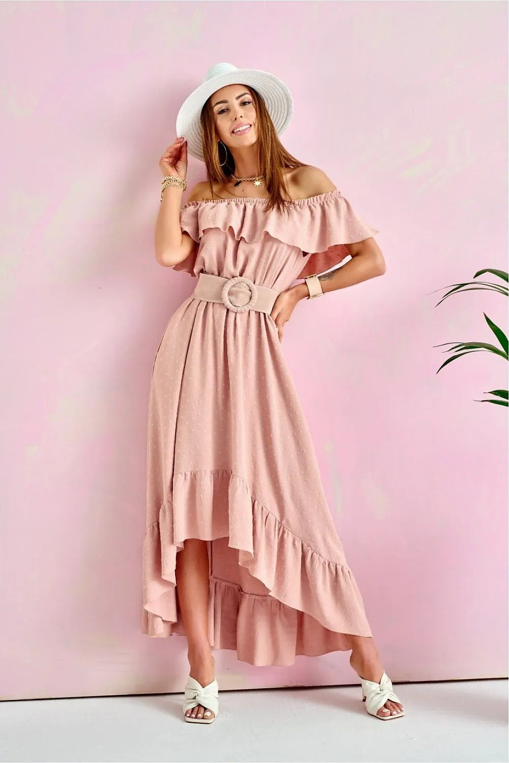 Asymmetrical Ruffled Maxi Dress