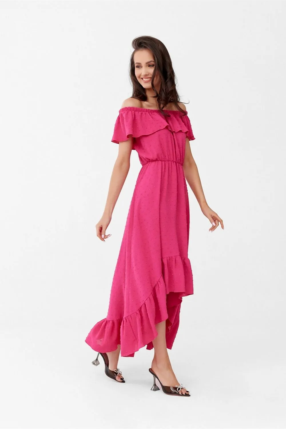Asymmetrical Ruffled Maxi Dress