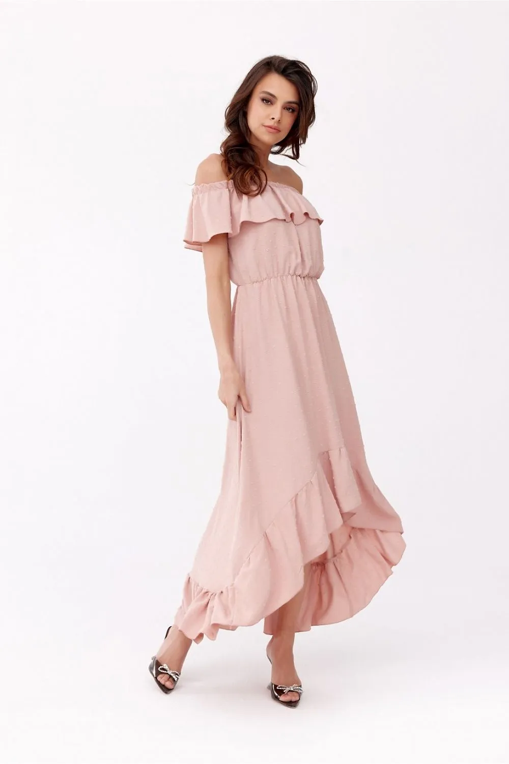 Asymmetrical Ruffled Maxi Dress