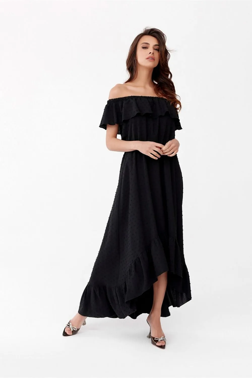 Asymmetrical Ruffled Maxi Dress