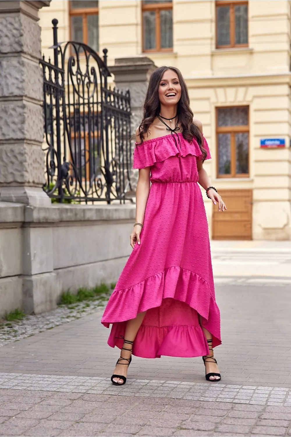 Asymmetrical Ruffled Maxi Dress