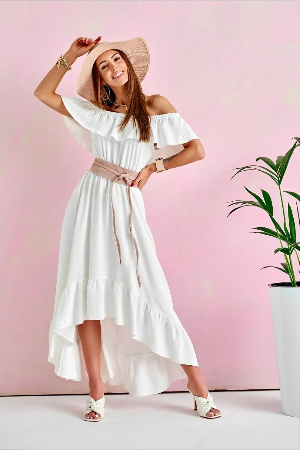 Asymmetrical Ruffled Maxi Dress