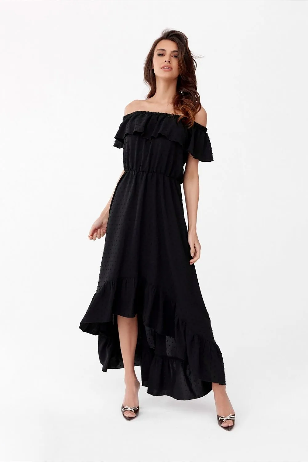 Asymmetrical Ruffled Maxi Dress