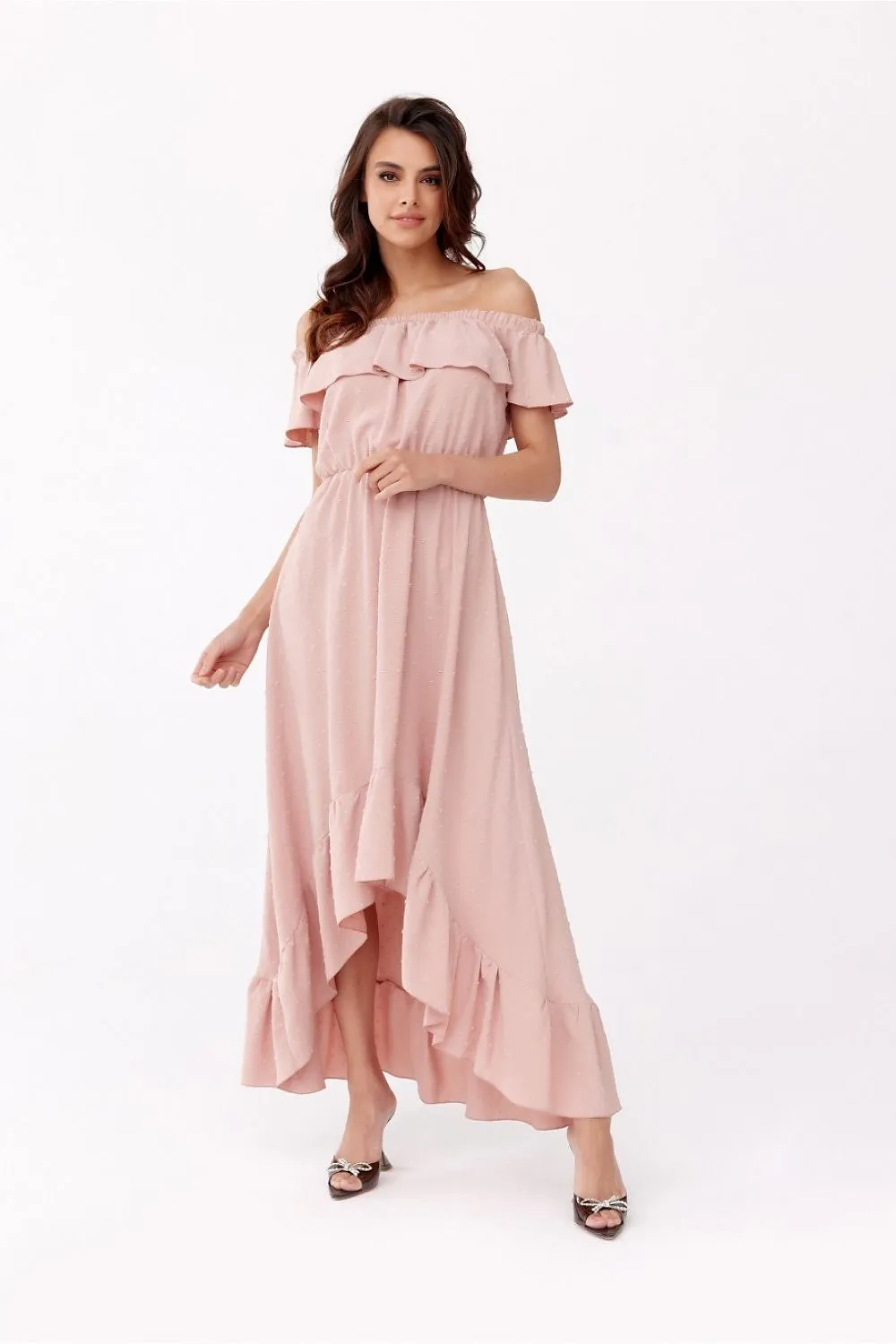 Asymmetrical Ruffled Maxi Dress