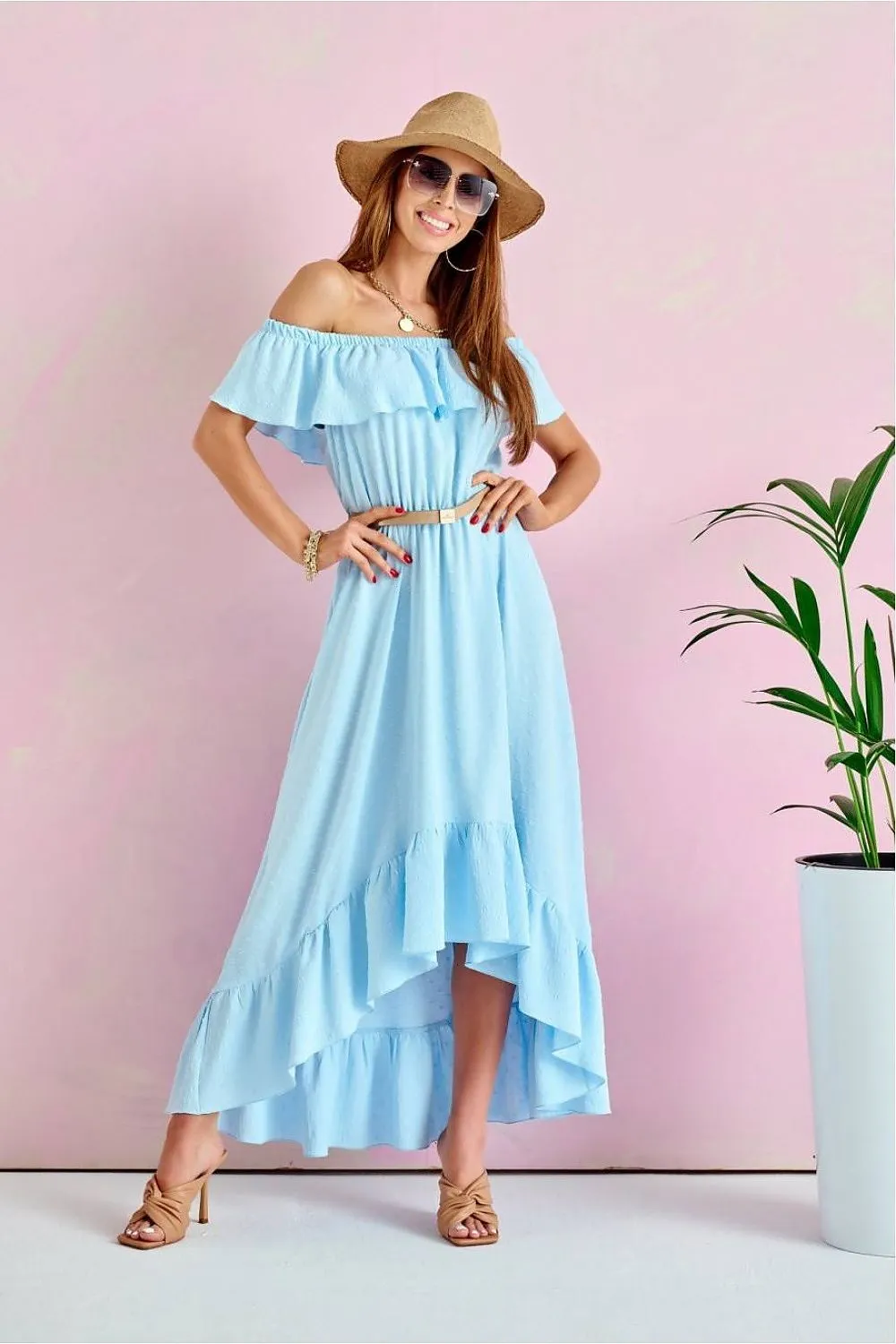 Asymmetrical Ruffled Maxi Dress