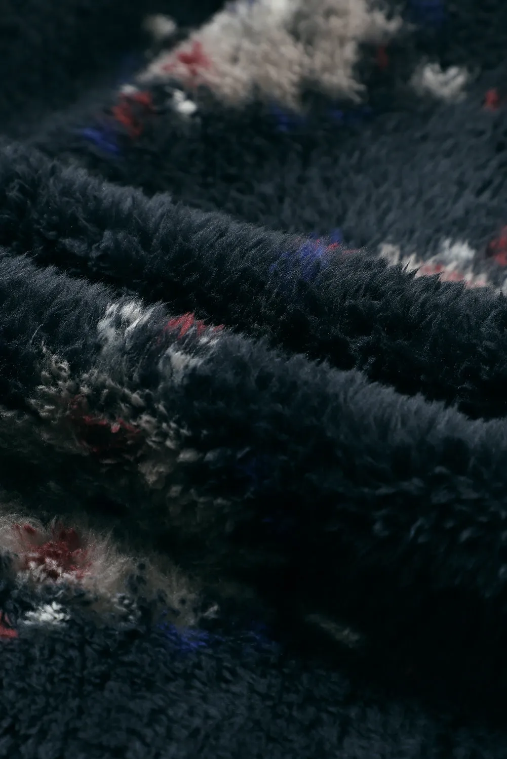 Aztec Zipper Collared Sherpa Jacket