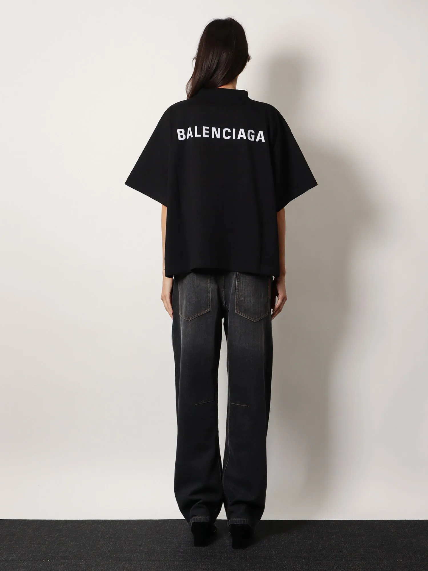 Balenciaga Cropped T Shirt With Logo Embroidery