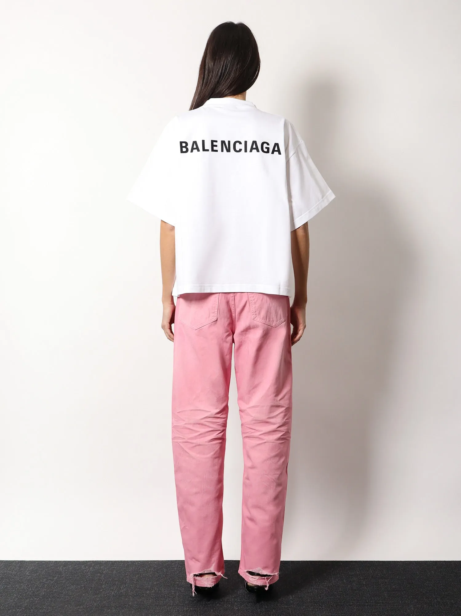 Balenciaga Cropped T Shirt With Logo Embroidery
