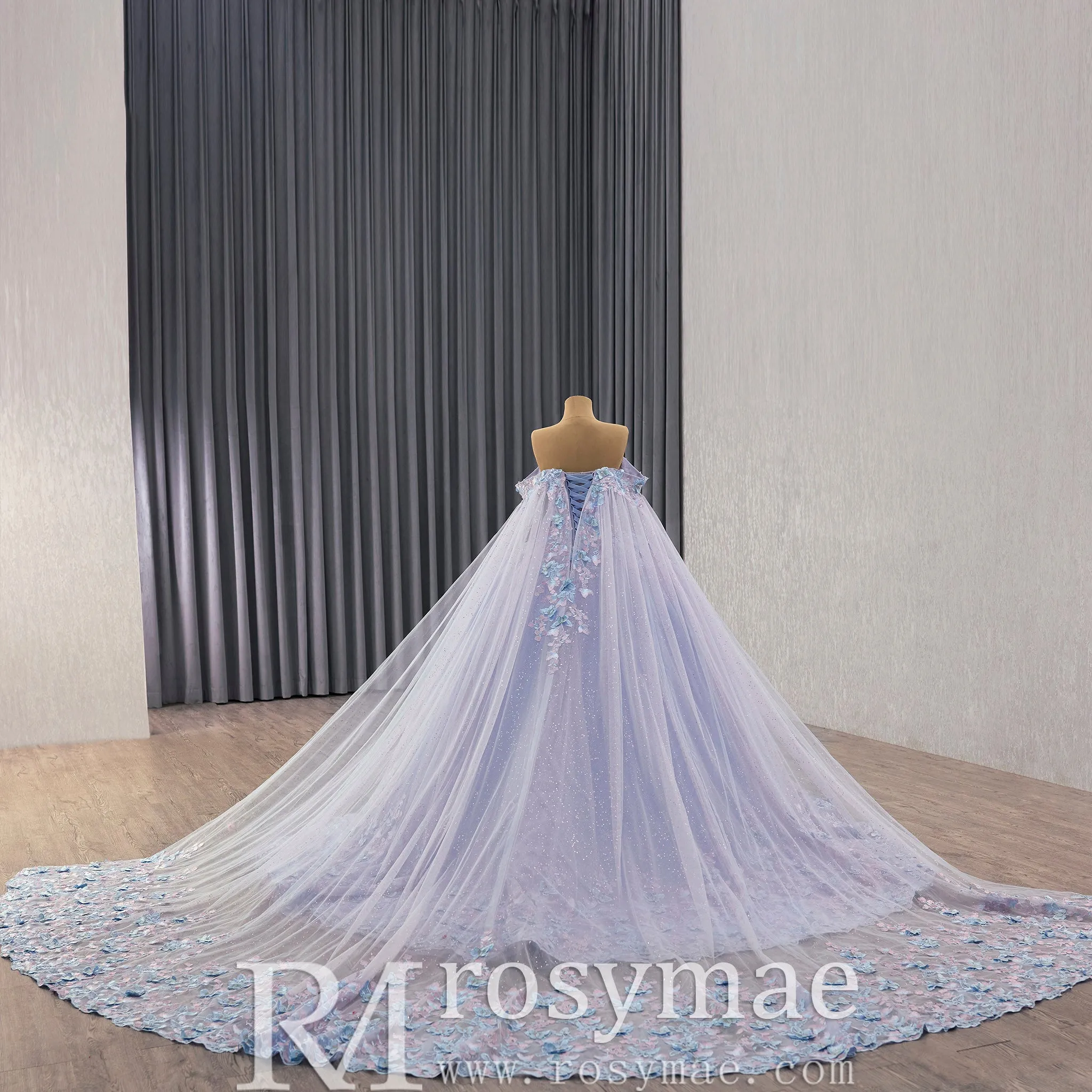 Ball Gown Quinceanera Dresses Lilac and Blue With Cape