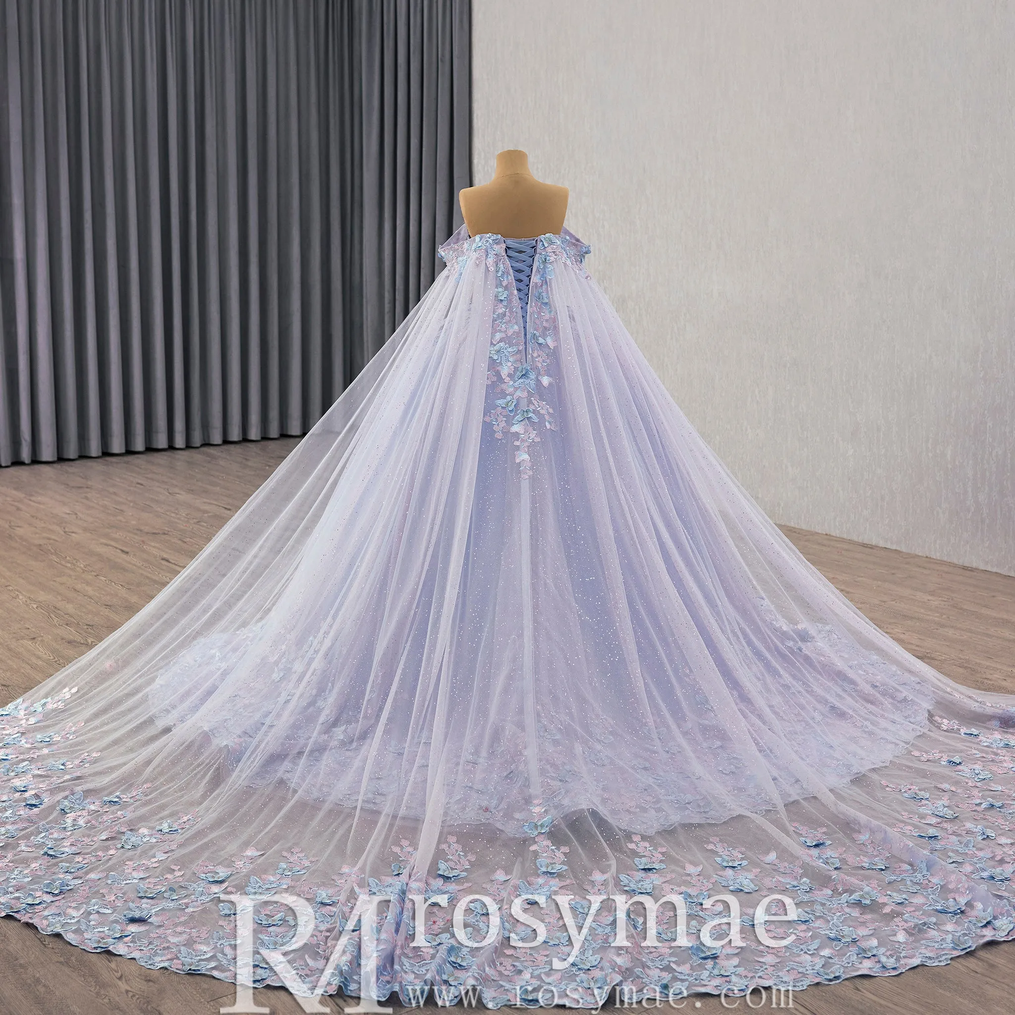 Ball Gown Quinceanera Dresses Lilac and Blue With Cape