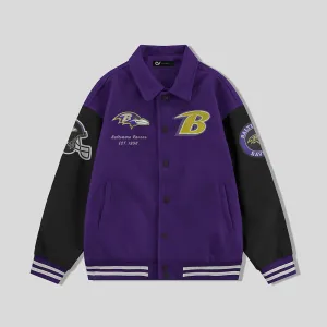 Baltimore Ravens Collared Varsity Jacket - NFL Letterman Jacket - Clubs Varsity
