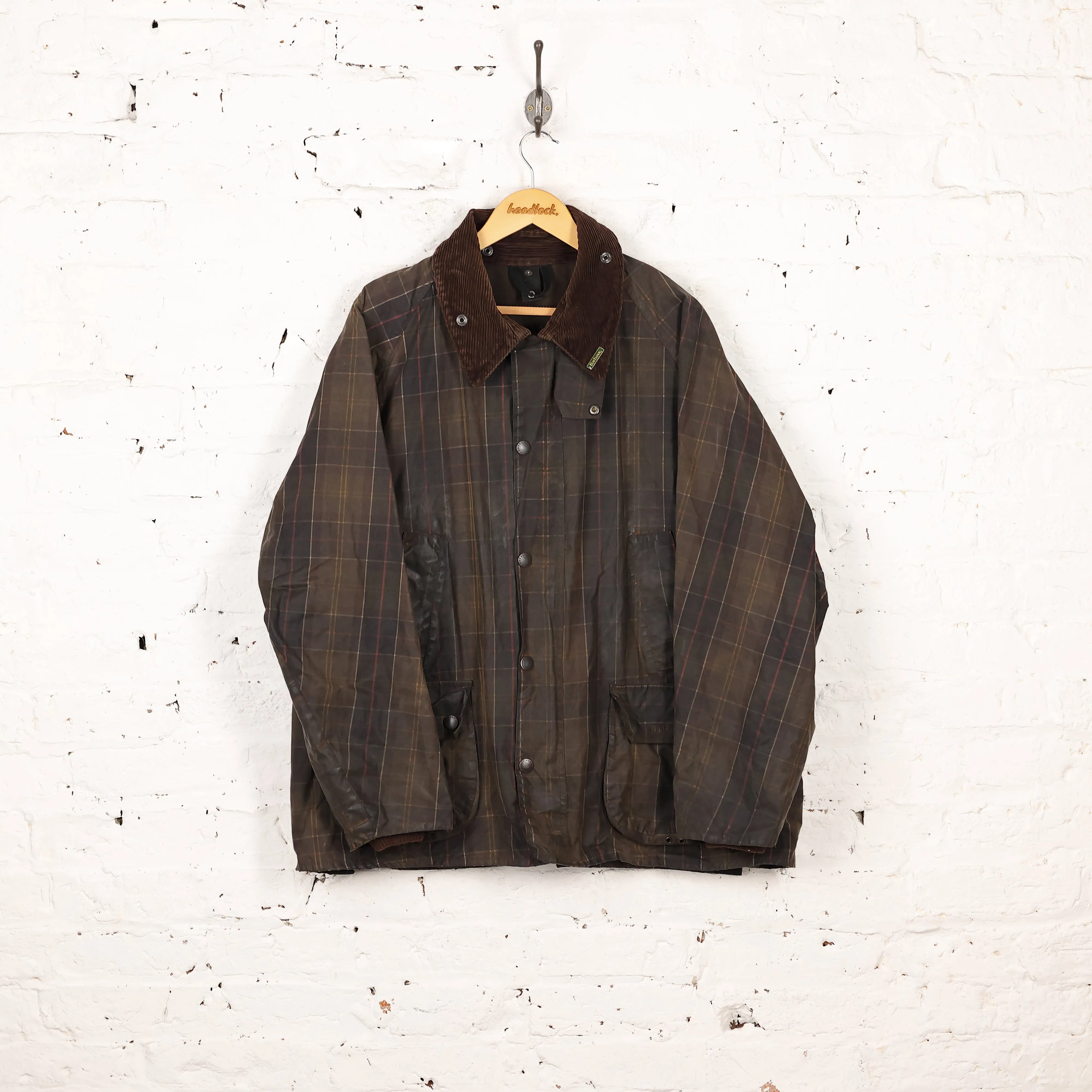 Barbour Bedale Tartan Check Wax Jacket  - Green - XXL