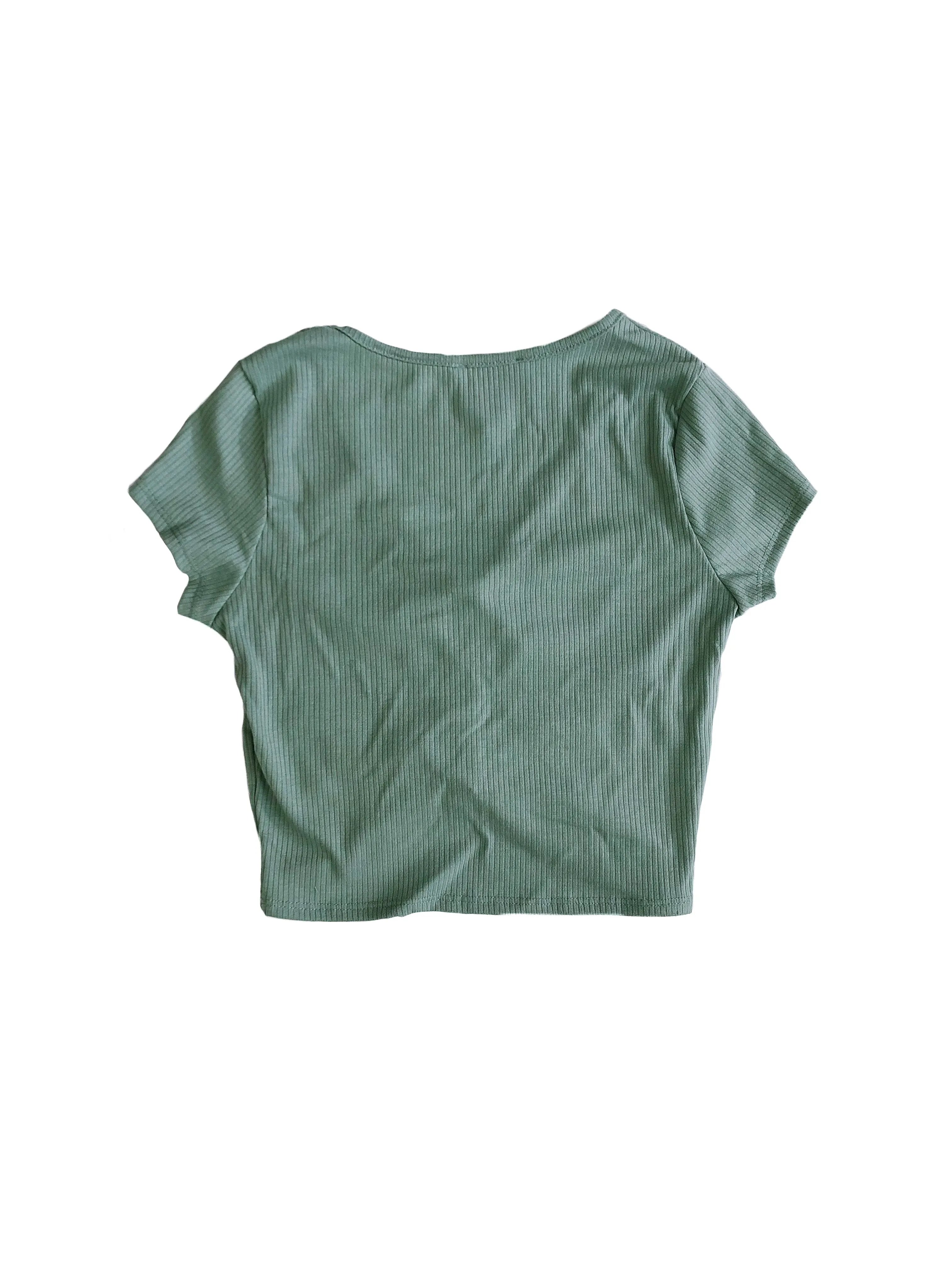Belle Ribbed Crop Top - Sage