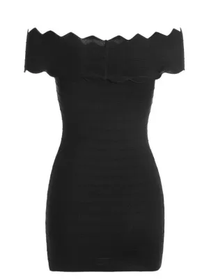 BerryBetty - Cute Off The Shoulder Zigzag Hem Bodycon Dress