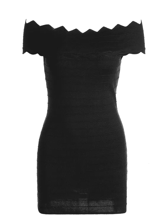 BerryBetty - Cute Off The Shoulder Zigzag Hem Bodycon Dress
