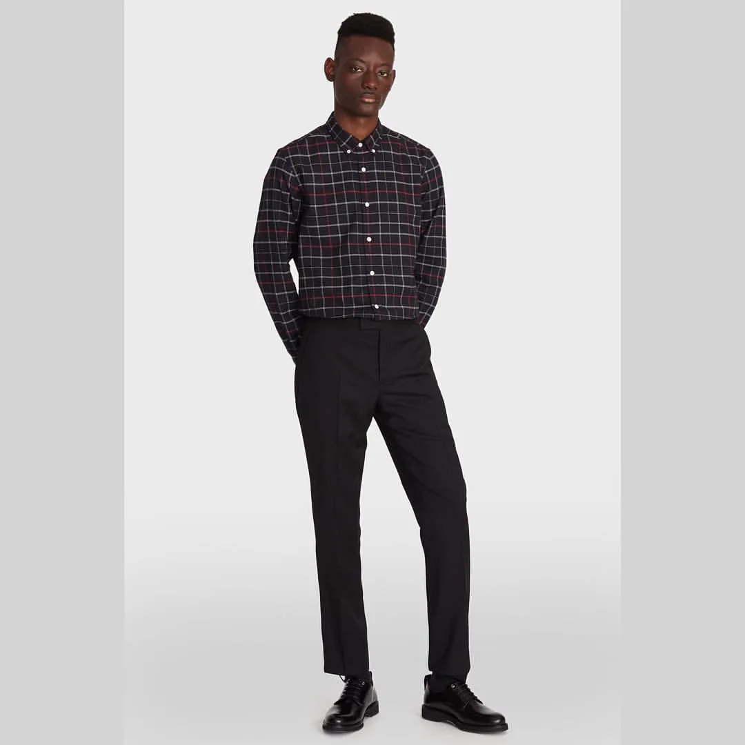 BESPOKEN Men's Black and Red Plaid Claremont Shirt 003010 $225 NWT
