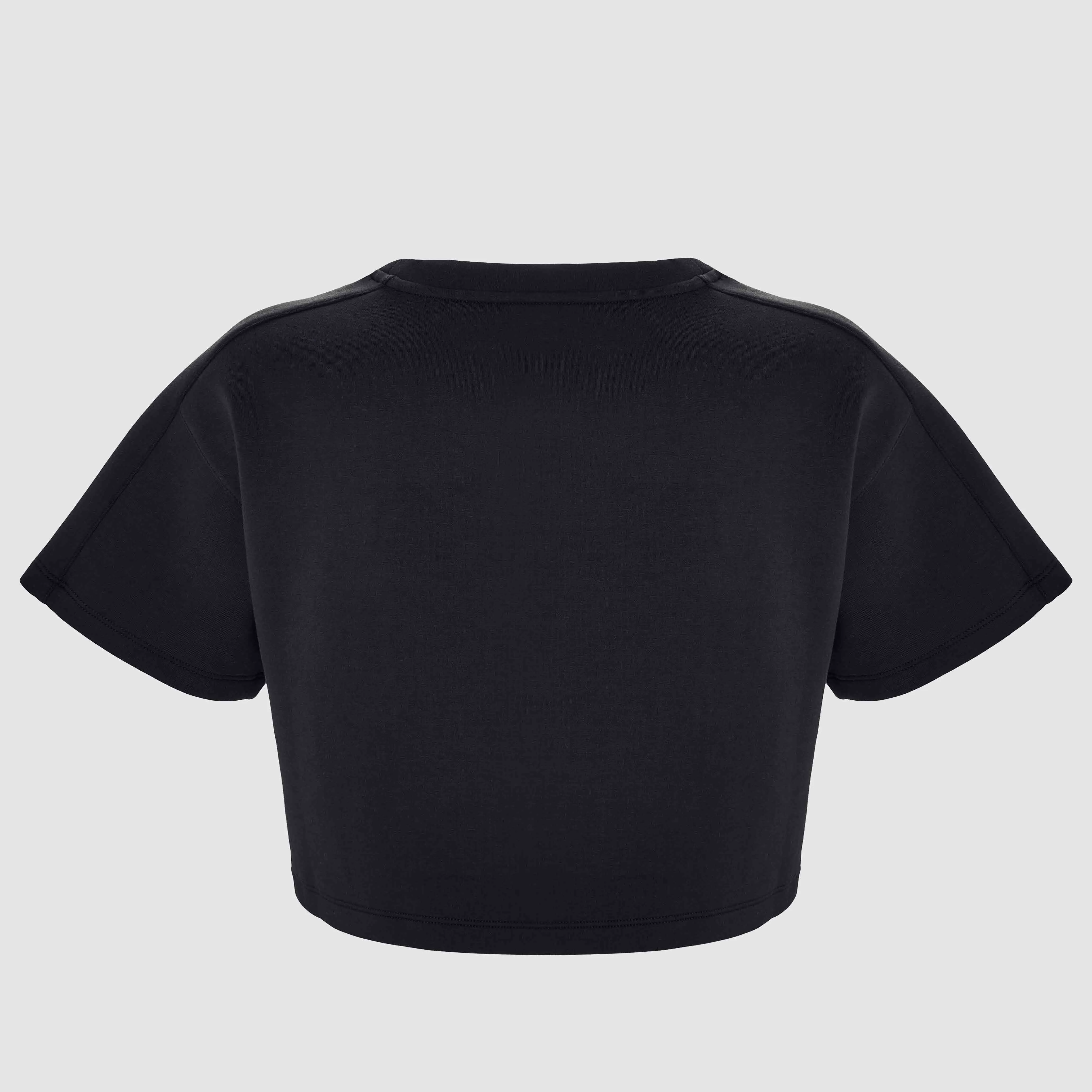 Black Oversized Athletic Cropped Tonal T-Shirt