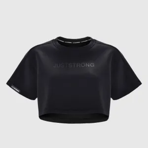 Black Oversized Athletic Cropped Tonal T-Shirt