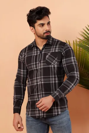 Black Plaid Casual Shirt FS Regular Fit