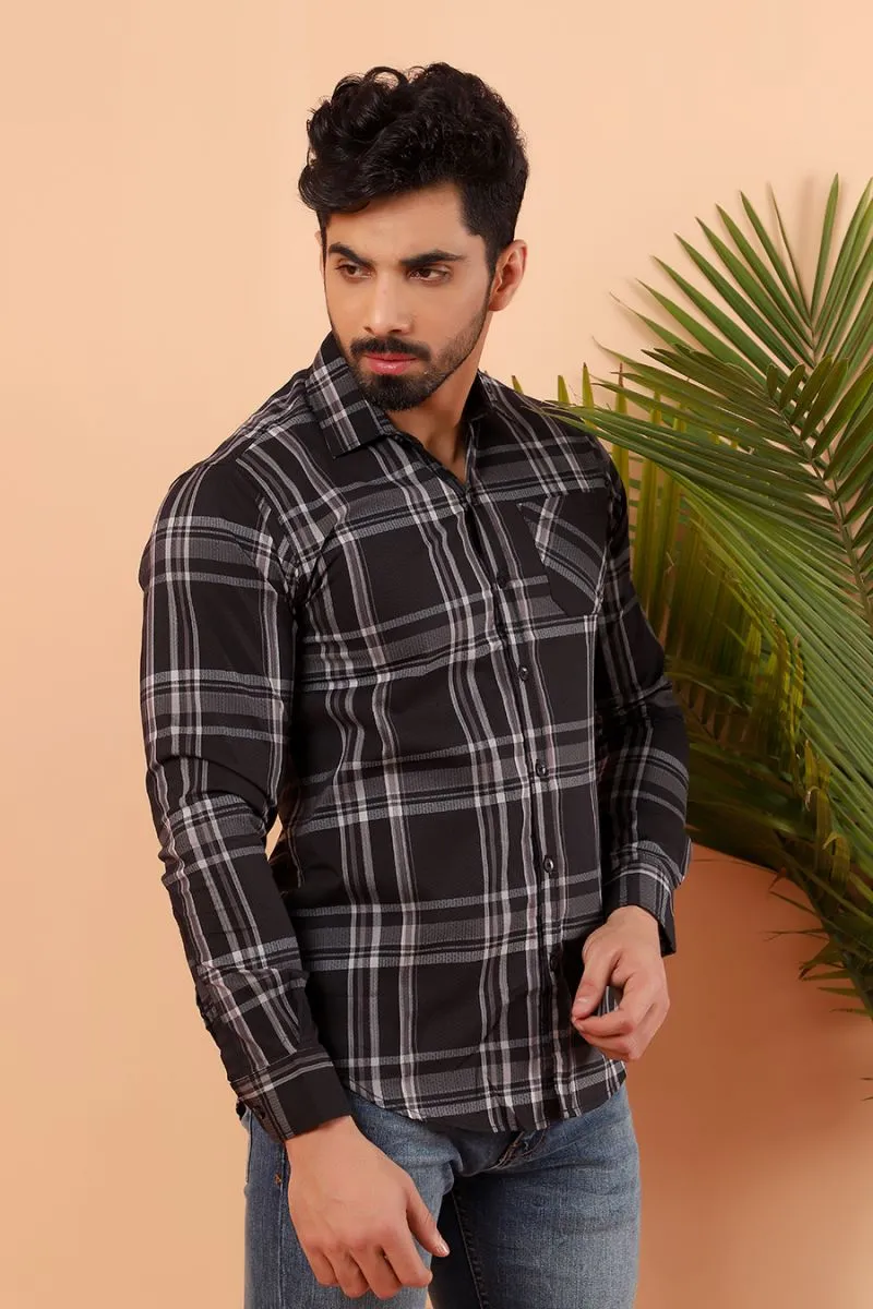 Black Plaid Casual Shirt FS Regular Fit