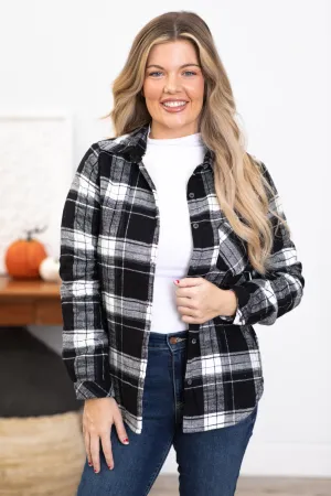 Black Plaid Sherpa Lined Shacket