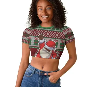 Black Santa Fist Christmas Africa Raglan Cropped T shirt All Power to the People DT03