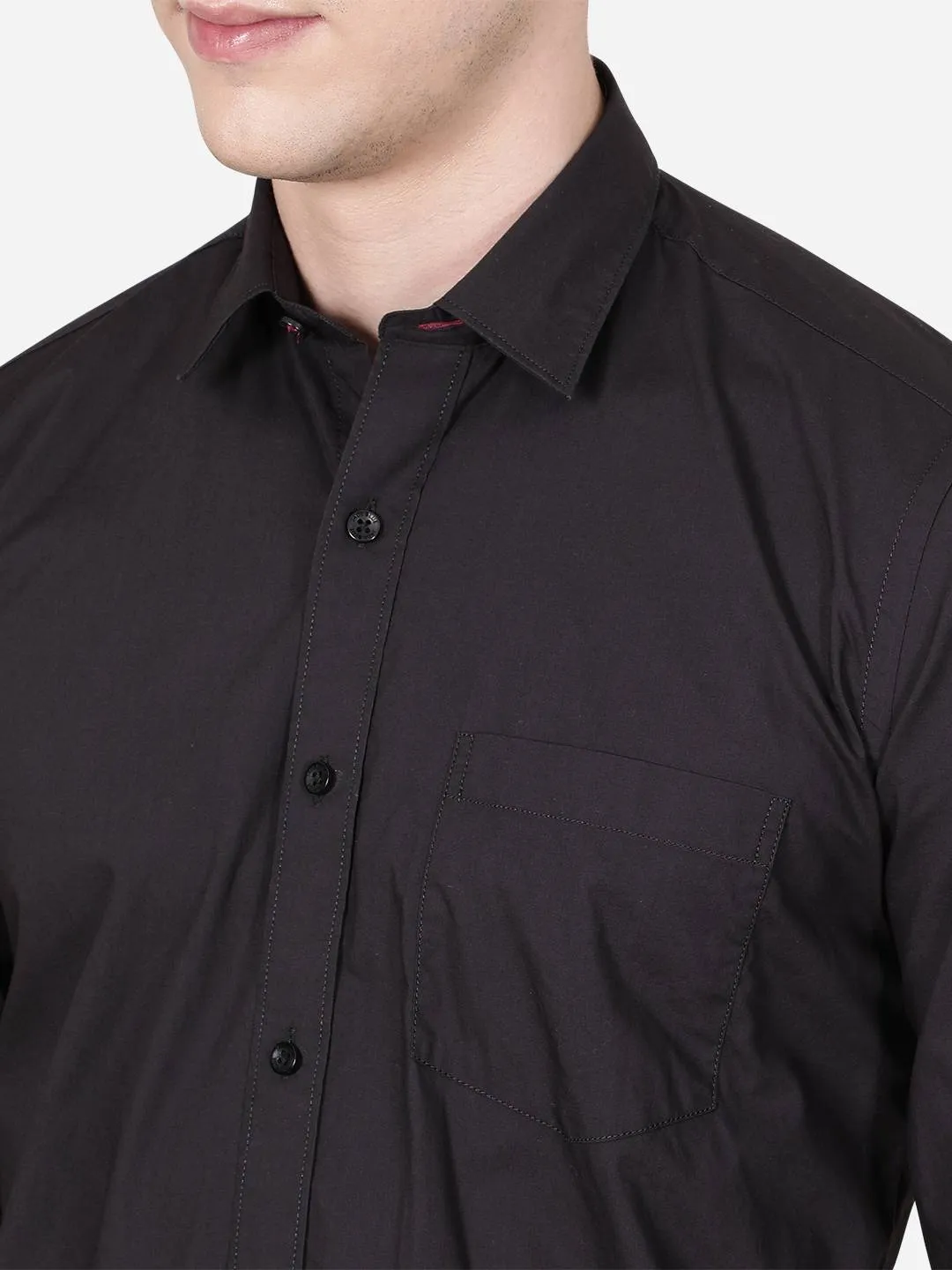 Black Solid Slim Fit Casual Shirt | JadeBlue