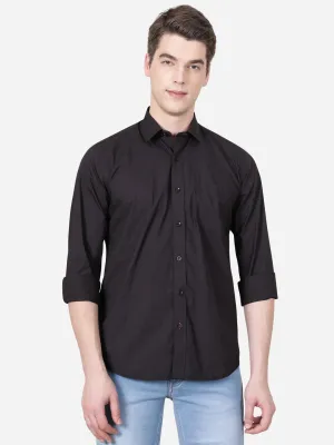 Black Solid Slim Fit Casual Shirt | JadeBlue