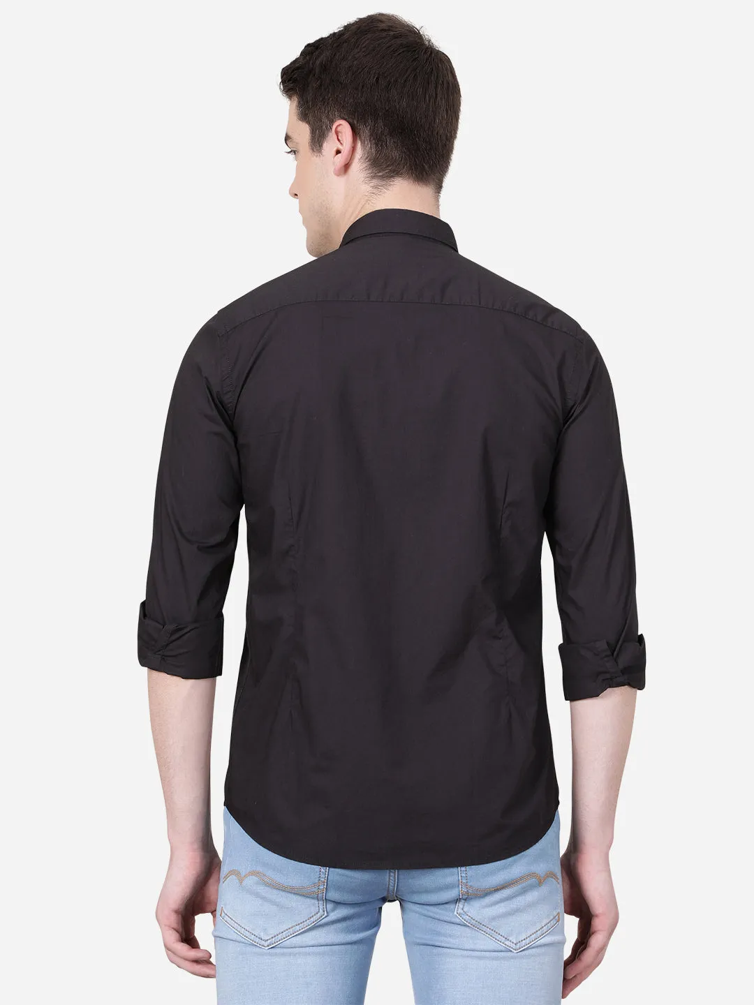 Black Solid Slim Fit Casual Shirt | JadeBlue